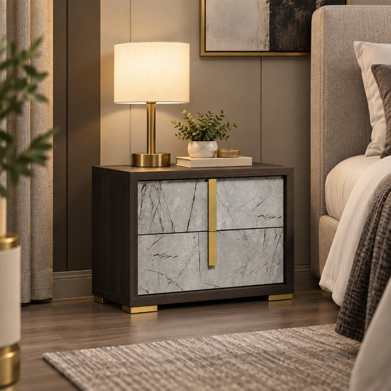 Picture of Pearl Brown (50% OFF) Two Drawer Night Stand