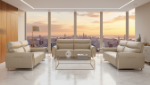Picture of Genuine Leather Cream Living Room Set
