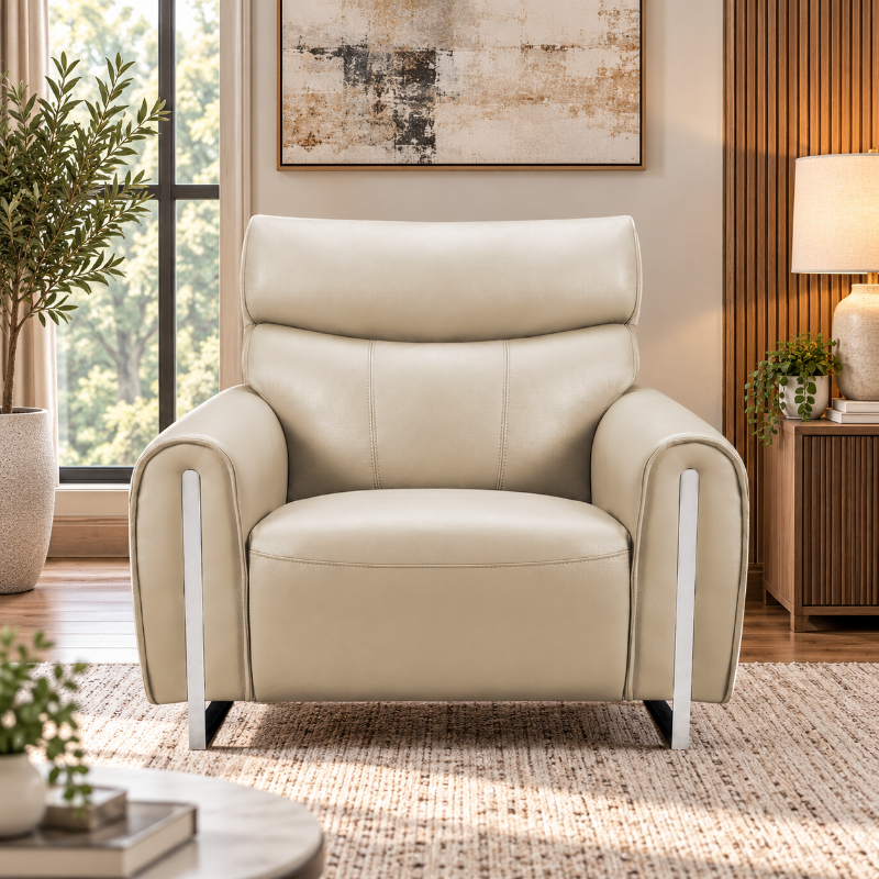 Picture of Genuine Leather Cream Chair