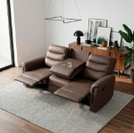 Picture of Leather Reclining Sofa in Brown, Grey and Taupe Finish