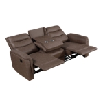 Picture of Leather Reclining Sofa in Brown, Grey and Taupe Finish