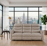Picture of Leather Reclining Sofa in Brown, Grey and Taupe Finish