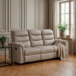 Picture of Leather Reclining Sofa in Brown, Grey and Taupe Finish