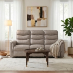 Picture of Leather Reclining Sofa in Brown, Grey and Taupe Finish