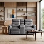 Picture of Leather Reclining Loveseat in Brown, Grey and Taupe Finish