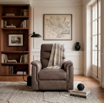 Picture of Leather Reclining Chair in Brown, Grey and Taupe Finish