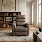 Picture of Leather Reclining Chair in Brown, Grey and Taupe Finish