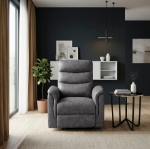 Picture of Leather Reclining Chair in Brown, Grey and Taupe Finish