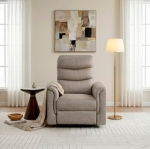 Picture of Leather Reclining Chair in Brown, Grey and Taupe Finish