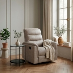 Picture of Leather Reclining Chair in Brown, Grey and Taupe Finish