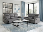 Picture of Leather Reclining Sofa, Loveseat and Chair in Brown, Grey and Taupe Finish