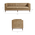 Picture of Vegan Leather Channel Tufted Sofa in Toast and Espresso