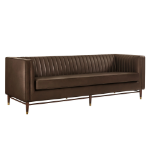 Picture of Vegan Leather Channel Tufted Sofa in Toast and Espresso