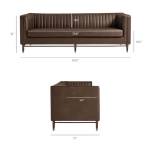 Picture of Vegan Leather Channel Tufted Sofa in Toast and Espresso