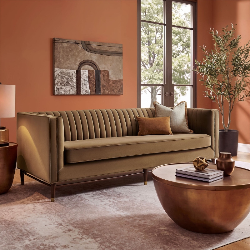 Picture of Vegan Velvet Channel Tufted Sofa