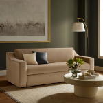 Picture of Velvet Alabaster, Taupe, Cadet Blue and Chocolate Brown Finish Modern Sofa