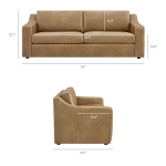 Picture of 87 Inch Vegan Leather Sofa in Toast and Mushroom Finish