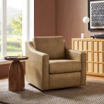 Picture of Vegan Leather Swivel Armchair in Toast and Mushroom Finish