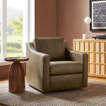Picture of Vegan Leather Swivel Armchair in Toast and Mushroom Finish
