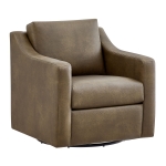 Picture of Vegan Leather Swivel Armchair in Toast and Mushroom Finish