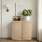 Picture of 31.5"W x 18"D x 31.5"H Oak Veneer Sideboard / Buffet in Natural, Brown and Black Finish