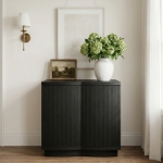 Picture of 31.5"W x 18"D x 31.5"H Oak Veneer Sideboard / Buffet in Natural, Brown and Black Finish