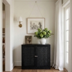 Picture of 31.5"W x 20"D x 30"H Solid Wood And Oak Veneer Sideboard/Buffet in Natural, Brown and Black Finish