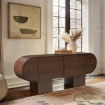 Picture of 76"W x 18"D x 30"H Solid Wood And Oak Veneer Sideboard / Buffet in Natural, Brown and Black Finish