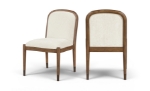 Picture of Fabric Upholstered Dining Side Chair in Cream, Beige, Green and Brown Finish