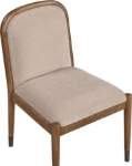 Picture of Fabric Upholstered Dining Side Chair in Cream, Beige, Green and Brown Finish