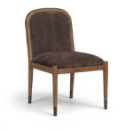 Picture of Fabric Upholstered Dining Side Chair in Cream, Beige, Green and Brown Finish