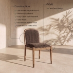 Picture of Fabric Upholstered Dining Side Chair in Cream, Beige, Green and Brown Finish