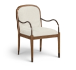 Picture of Fabric Upholstered Dining Arm Chair in Cream, Beige, Green and Brown Finish