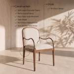 Picture of Fabric Upholstered Dining Arm Chair in Cream, Beige, Green and Brown Finish