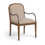 Picture of Fabric Upholstered Dining Arm Chair in Cream, Beige, Green and Brown Finish