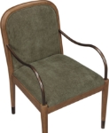 Picture of Fabric Upholstered Dining Arm Chair in Cream, Beige, Green and Brown Finish