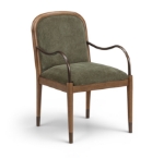 Picture of Fabric Upholstered Dining Arm Chair in Cream, Beige, Green and Brown Finish