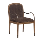 Picture of Fabric Upholstered Dining Arm Chair in Cream, Beige, Green and Brown Finish