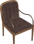 Picture of Fabric Upholstered Dining Arm Chair in Cream, Beige, Green and Brown Finish