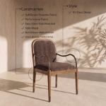 Picture of Fabric Upholstered Dining Arm Chair in Cream, Beige, Green and Brown Finish