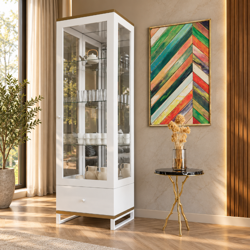 Picture of White China Glass Cabinet 24"W x 18"D x 81"H