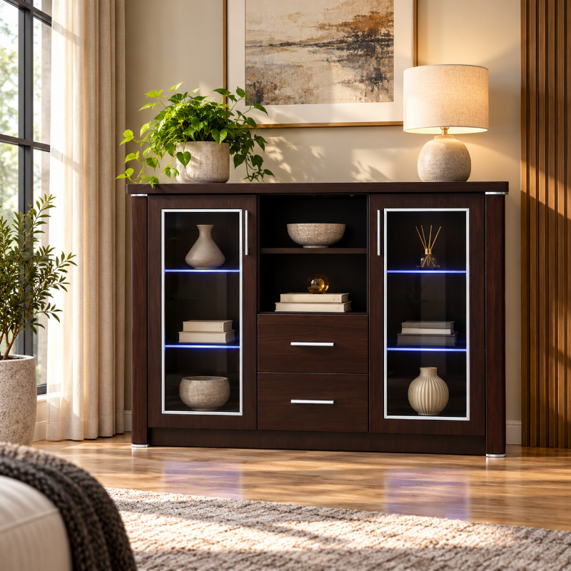 Picture of Chrome finish handles Cabinets