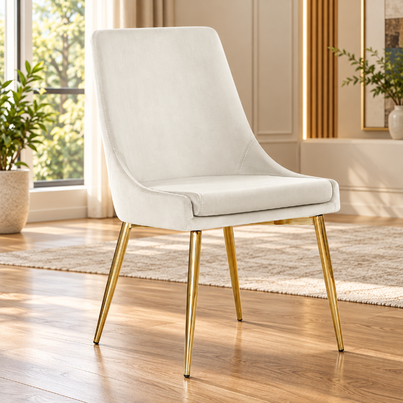 Picture of Polished Gold Metal Frame Velvet Dining Chair – Only $99 Each!