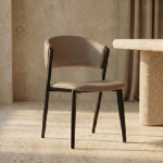 Picture of Dining Chairs Upholstered in Leather with Black Metal Legs - Only $110 Each!