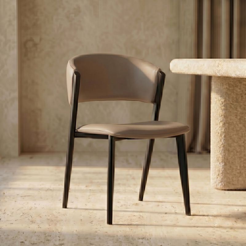 Picture of Dining Chairs Upholstered in Leather with Black Metal Legs - Only $110 Each!