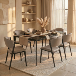 Picture of Dining Chairs Upholstered in Leather with Black Metal Legs - Only $110 Each!