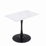 Picture of Dining Table with Sintered Stone Rectangular Tabletop and Steel Base