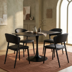 Picture of Dining Table with Sintered Stone Rectangular Tabletop and Steel Base