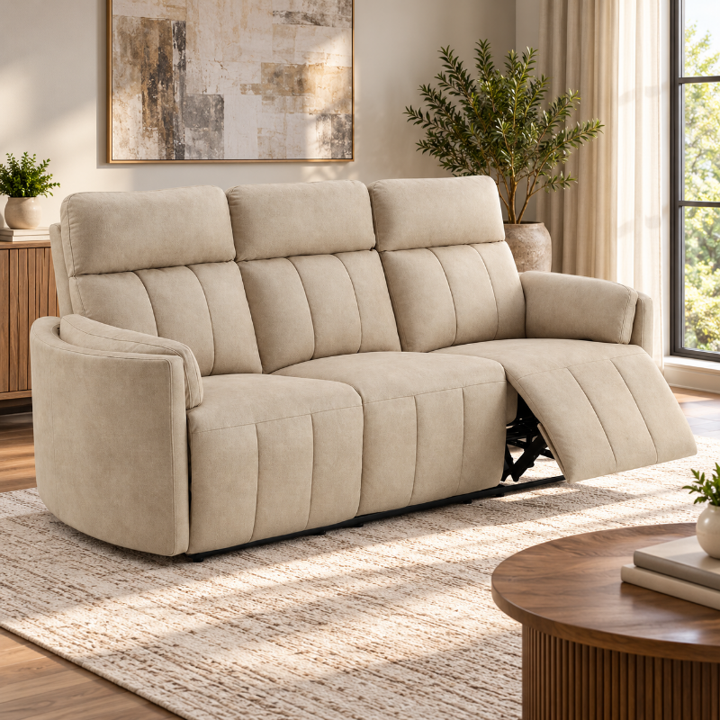 Picture of Dark Beige Polish Microfiber Motion Sofa