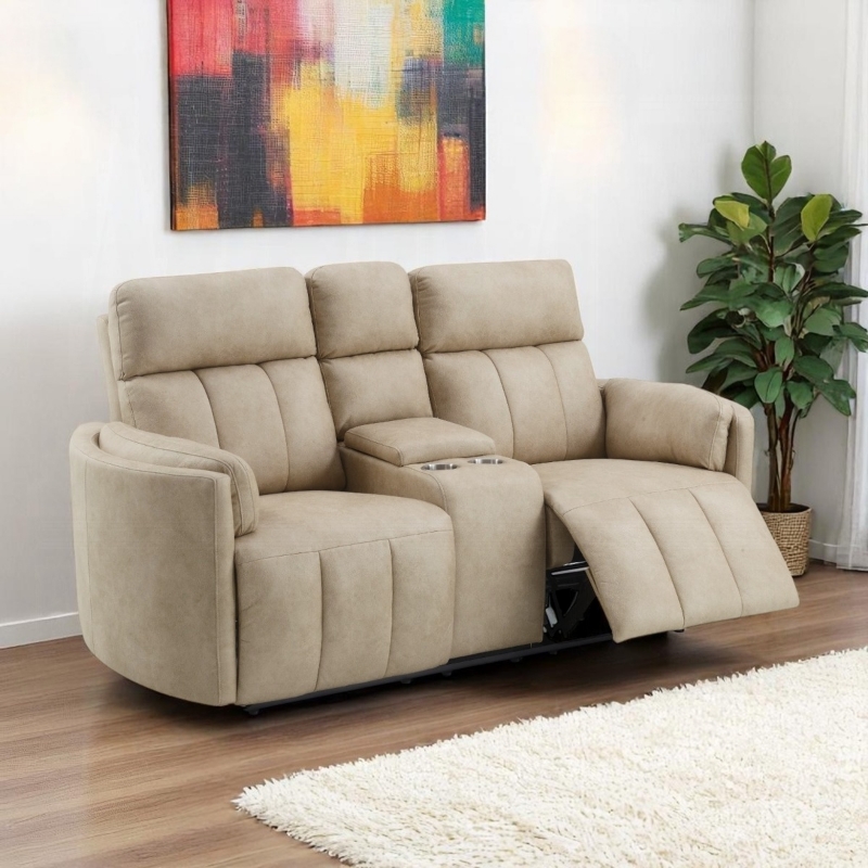 Picture of Dark Beige Polish Microfiber Motion Loveseat